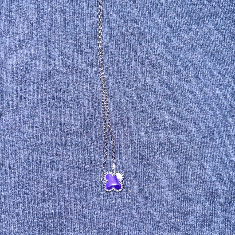 Purple Clover Pendant Necklace